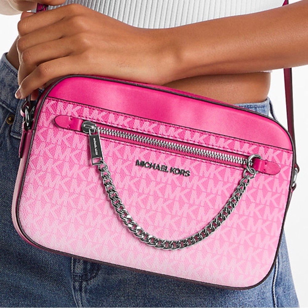 Michael Kors Jet Set Item Large Ombré EW Signature ZP Chain XBody Logo Crossbody - Picture 5 of 14